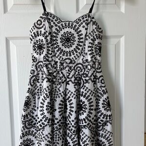Express Black and White Strapless Dress